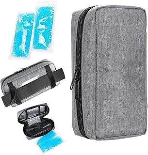 PINKE Insulin Cooling Travel Case - Portable Diabetic Supplies Organizer Cooler Bag with 2 Ice Pack Durable Medicine Pouch Supplies for Insulin Pen Syringes Needle Kits Holder