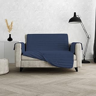 Italian Bed Linen Cozy 2 Seater Sofa Cover Non Slip Waterproof Dark Blue