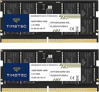 تايم تيك مجموعة 32GB 2x16GB DDR5 4800MHz PC5-38400 غير مخزن مؤقت ECC 1.1V CL40 1Rx8 رتبة واحدة 262 دبوس SODIMM ترقية وحدة ذاكرة RAM للابتوب 32GB 2x16GB