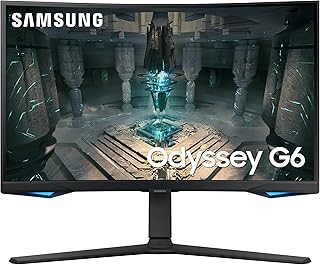 شاشة العاب ذكية منحنية اوديسي G6 LS32BG650EUXXU مقاس 32 انش من سامسونج - QHD 2560x1440، 240Hz، 1 مللي لكل ثانية، مكبرات صوت، HDMI 2.1، منصة بالكامل، أسود، LED