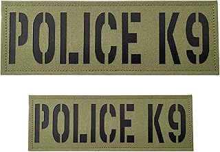 2 Pack Infrared IR Police K9 Patch Reflective Back Panel Police Patch with Hook and Loop One Small and One Large (OD Green)