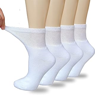 Women Extra Wide Comfort Fit Loose Fit Quarter Socks Moisture Wicking Cushion Diabetic Socks Loose Fit for Wide Swollen Feet Ankle 4 pairs 9-11, Black, One Size, Black-4pairs, One size