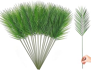 Zeyune Artificial Palm Leaves with Stems Faux Turtle Leaf UV Resistant Tropical Plants Green Large Fake Dried Monstera Leaf Faux Palm Fronds for Outdoor Kitchen(28.74 Inches,16 Pcs)