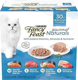 Purina Fancy Feast Natural Wet Cat Food Variety Pack, Gourmet Naturals Seafood Collection - (30) 3 oz. Cans