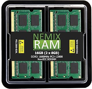 ذاكرة لابتوب 16GB (2x8GB) DDR3-1600MHz PC3-12800 2Rx8 SODIMM من نيميكس رام