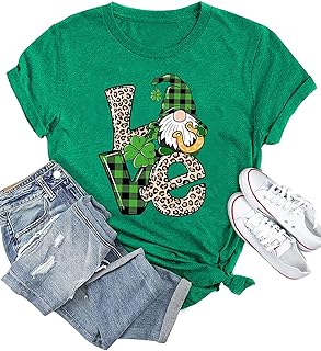 Womens St Patrick's Day Shirts Lucky Shamrock Graphic Tee Shirt Lucky St Patricks Day T Shirt Green Irish Tops