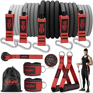 WALITO Resistance Bands Set - Exercise Bands with Handles, Door Anchor, Legs Ankle Straps, for Heavy Resistance Training, Physical Therapy, Muscle Training, Yoga, Home Workouts