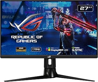 شاشة الالعاب روج ستريكس بخاصية HDR XG27AQ من اسوس WQHD 27×2560 IPS سريع زيادة السرعة 170Hz اعلى 144 هرتز - جي تي 1 مللي ثانية متوافق مع المب سينك وجي سنيك بشاشة 400 أسود LED 2560 x 1440