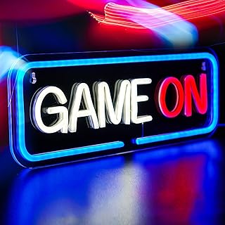 SmilingTown Game On LED Neon Sign Lights - Video/PC Game Room Wall Decor USB Powered with Switch Game Accessories Gamer Teen Boys Bedroom Man Cave Bar Sign Gifts Party Lights