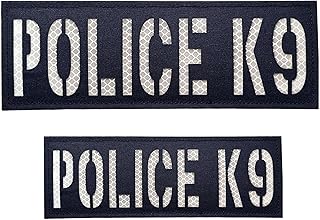 2 Pack Reflective Police K9 Patch Reflective Back Panel Police K9 Patch with Hook and Loop One Small and One Large (Police K9(Blue-W))