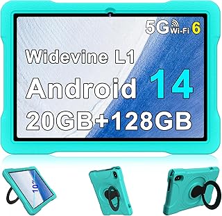 تابلت اندرويد 14 للاطفال من يو جيه جيه، احدث تابلت 2024 10.1 انش، 20GB+128GB/1TB قابل للتوسيع، تابلت اندرويد مع واي فاي 6، ثماني النواة، الرقابة الابوية، BT5.0، حافظة ايفا 360 درجة، اخضر