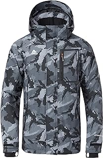 Athrock Mens Winter Ski Jackets Waterproof Fleece Warm Snowboard Coats Hooded Windbreaker Snow Rain Jacket