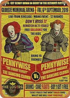 ARKING Vintage Metal Sign Pennywise Vs Pennywise IT Horror Icons - 8 x 12 Inches Tin Sign for Home Bar Pub Garage Decor Gifts