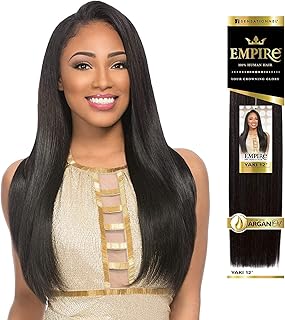 Sensationnel Empire Yaki weave hair - virgin Human hair extensions Yaki texture hair for weaving and sew in styles - Straight Yaki 1 pack (12 inch, S1B/30)