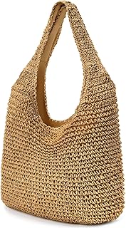 hatisan Straw Beach Bag for Women Summer Woven Beach Tote Bag Shoulder Handbags Boho Bag