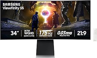 سامسونج شاشة العاب منحنية اوديسي G85SD سلسلة QD-OLED الترا WQHD 34 انش 175Hz 0.03 مللي ثانية HDR ترو بلاك 400 AMD فري سينك بريميوم برو بث متقدم LS34DG856SNXZA 2024 3440 x 1440 فضي