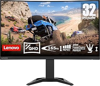 لينوفو شاشة منحنية 66F2GAC1UK G32qc 30 مع لوحة QHD 32 انش 1500R VA ومعدل تحديث 165Hz AMD فري سينك بريميوم، ضمان 3 سنوات، رايفن بلاك، LCD , 1