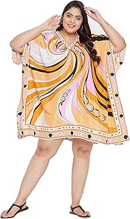 Women Short Caftan Tunic Top Polyester Kaftan Dress Plus Size for Beach