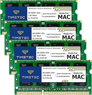 تايم تيك مجموعة 32GB 4x8GB متوافقة مع ابل DDR3 1333MHz PC3-10600 CL9 لاي ماك منتصف 2010 27 انش 2011 215/27 وحدة ذاكرة SODIMM ترقية لماك 113 / اي 121 12 2