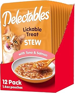 Hartz Delectables Stew Lickable Wet Cat Treats Tuna & Salmon, 1.4 oz, Case of 12