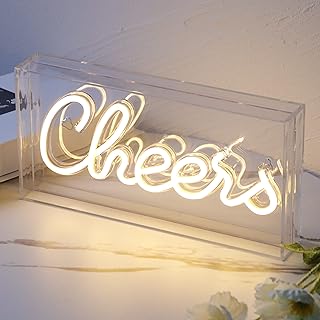 Heliwey USB LED Desk Lightbox Cheers Sign 3D Neon Light up Sign for Bar,Wall Décor Party Light Accessories