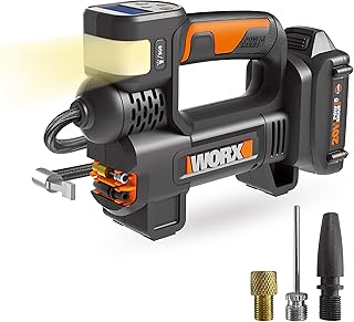 WORX WX092L 20V 2.0Ah 2 في 1 بطارية نافخة لاسلكية وشاحن متضمن ، بحد أقصى. 10 بار ، شاشة ضغط رقمية