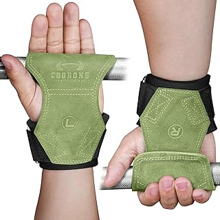 Lifting Wrist Straps for Weightlifting, Double Layer Leather for Weight Lifting Wrist Wraps, Deadlifts, Heavy Powerlifting and Adjustable Wrist Hooks for Strength Training, Gym Workouts Men/Women