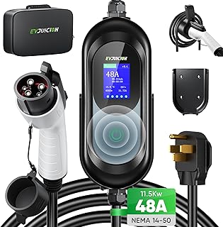 Level 2 EV Charger 48Amp 11.5kW 240V EV Charger Level 2 with Smart LED Screen, 16/24/32/40/48A, 12 Hours Delay Timer, 21FT Electric Car Charger with Bag/Wall Mount/Cable Holder, NEMA 14-50P J1772 Evs