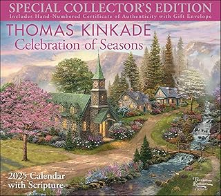 Thomas Kinkade Special Collector's Edition with Scripture 2025 Deluxe Wall Calendar with Print: Celebration of Seasons