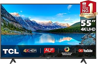 تلفزيون سمارت 55 بوصة بدقة HDR 4K مع نظام اندرويد من تي سي ال - طراز 55P615 (اصدار عام 2020)، أسود