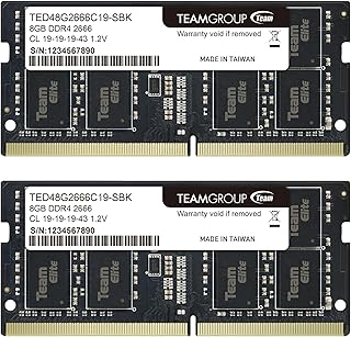 تيم جروب مجموعة ذاكرة RAM اليت DDR4 16GB (2×8GB) 2666MHz PC4-21300 CL19 غير مدعومة بذاكرة مؤقتة 1.2 فولت سوديم 260 دبوس للابتوب والنوت بوك والكمبيوتر - TED416G2666C19DC-S01، ايليت DDR4