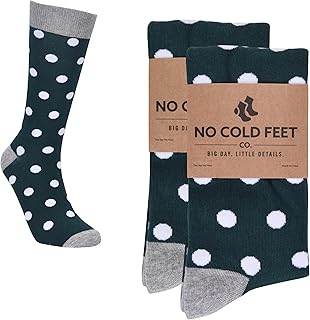 No Cold Feet - Fun Green Colorful Novelty Socks for Men for Dress Casual Formal Groomsmen Wedding, 2 Pack