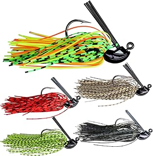 THKFISH Boo Jig Bass Fishing Lure with Weed Guard, Swim Jigs for Bass Fishing Weedless Jigs Heads Ned-Jigs Mix Color Metal Fishing Jigs Kit 1/5oz 1/4oz 3/8oz 1/2oz 5pcs