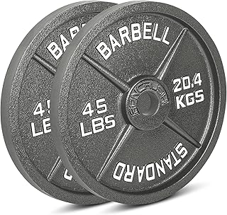 Cast Iron Olympic Weight Plates – Free Weights With 2-inch Hole & Anti-Rust Hammertone Finish - Ideal for Strength Training, CrossFit Equipment & Home Gym Set – Sold in Pairs - 2.5LB–45LB