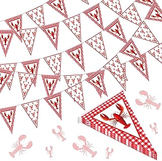 Boao 5 PCS Crawfish Pennant Banner Crawfish Party Decorations 49.2ft Red Crawfish Boil Pennant Banner Flags Crawfish Hanging Banner for Birthday Lobster Mardi Gras Summer Crawfish Party Supplies