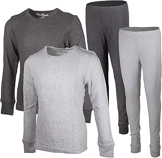 Girls 4-Piece Thermals Set | Long Sleeve Shirt and Pants Ages 1-16