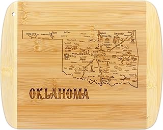 لوح تقديم وتقطيع من الخيزران بالكامل مطبوع عليه عبارة A Slice of Life Oklahoma Bamboo