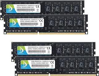 ذاكرة RAM 32GB4X 8GB DDR3L/DDR3 1600MHz 32GB PC3L 12800U DIMM RAM PC3 12800 CL11 1.35V/1.5V DDR3 1600 2RX8 240 دبوس غير مخزن مؤقت وحدة ترقية غير ECC ذاكرة RAM من دي ديوماكي