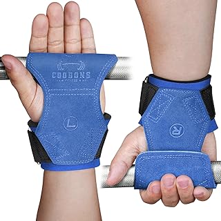 Lifting Wrist Straps for Weightlifting, Double Layer Leather for Weight Lifting Wrist Wraps, Deadlifts, Heavy Powerlifting and Adjustable Wrist Hooks for Strength Training, Gym Workouts Men/Women