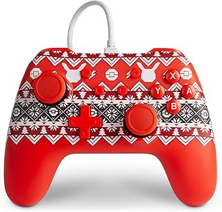 PowerA Wired Controller for Nintendo Switch - Pokémon Holiday Sweater, winter, red, gamepad, wired video game controller, gaming controller, official license