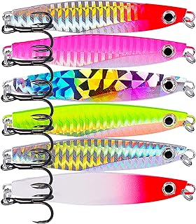 Facikono Saltwater Fishing Jigs Vertical Flat Jigging Lure, 6pcs Metal Sinking Lure for Tuna, Amberjack, Kingfish, Snapper