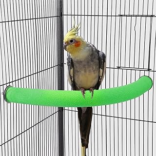 TeTupGa U Shape Parrot Perch Stand Pet Toy Bird Platform Sand Paw Grinding Clean Stick Cage Exercise Conure Budgie Cockatiel Accessories (Green Corner Small)