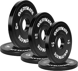 EVERYMATE Black Change Weight Plates 1.25LB 2.5LB 5LB Set Fractional Plate Olympic Bumper Plates for Cross Training Bumper Weight Plates Steel Insert Strength Training Weight Plates