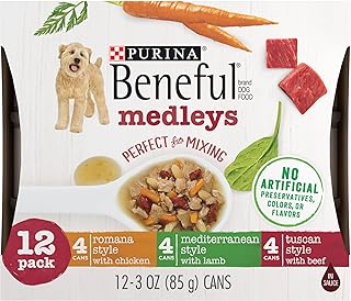 Purina Beneful Wet Dog Food Variety Pack, Medleys Tuscan, Romana & Mediterranean Style - (2 Packs of 12) 3 oz. Cans