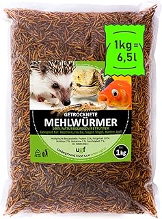 UGF Premium Dried Mealworms, 1 kg, Insect Snacks for Birds, Hamsters, Hedgehogs, Rodents, Lizards, Turtles - No Preservatives and Colourants