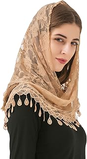 Mass Veil Triangle Mantilla Cathedral Head Covering Chapel Veil Lace Shawl Latin Scarf