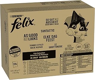 Felix As Good As It Looks Wet Cat Food in Jelly, Fish Variety Mix, Pack of 120 (120 x 85 g)