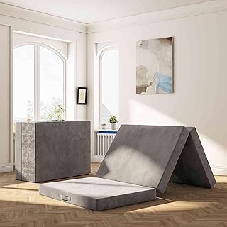 MOLPHIT Memory Foam Folding Mattress, 75 x 195 x 10 cm Folding Mattress with Washable Covers, Reversible Design Guest Mattress, Foldable 3-Piece Folding Mattress for Travel and Guests