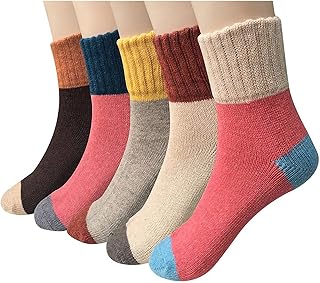 Pack of 5 Womens Winter Socks Warm Thick Knit Wool Soft Vintage Casual Crew Socks Gifts