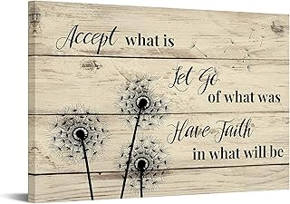 ملصق جداري مطبوع على القماش مطبوع عليه عبارة «Accept What is Let Go of What was » لديكور المنزل العتيق، هدايا الكريسماس مقاس 24×36